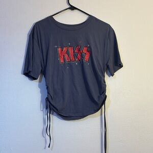 Kiss Juniors XXL side tie Tee - Dark Blue with Red Logo